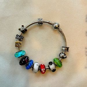 Authentic Pandora Bangle Bracelet with 13 Charms